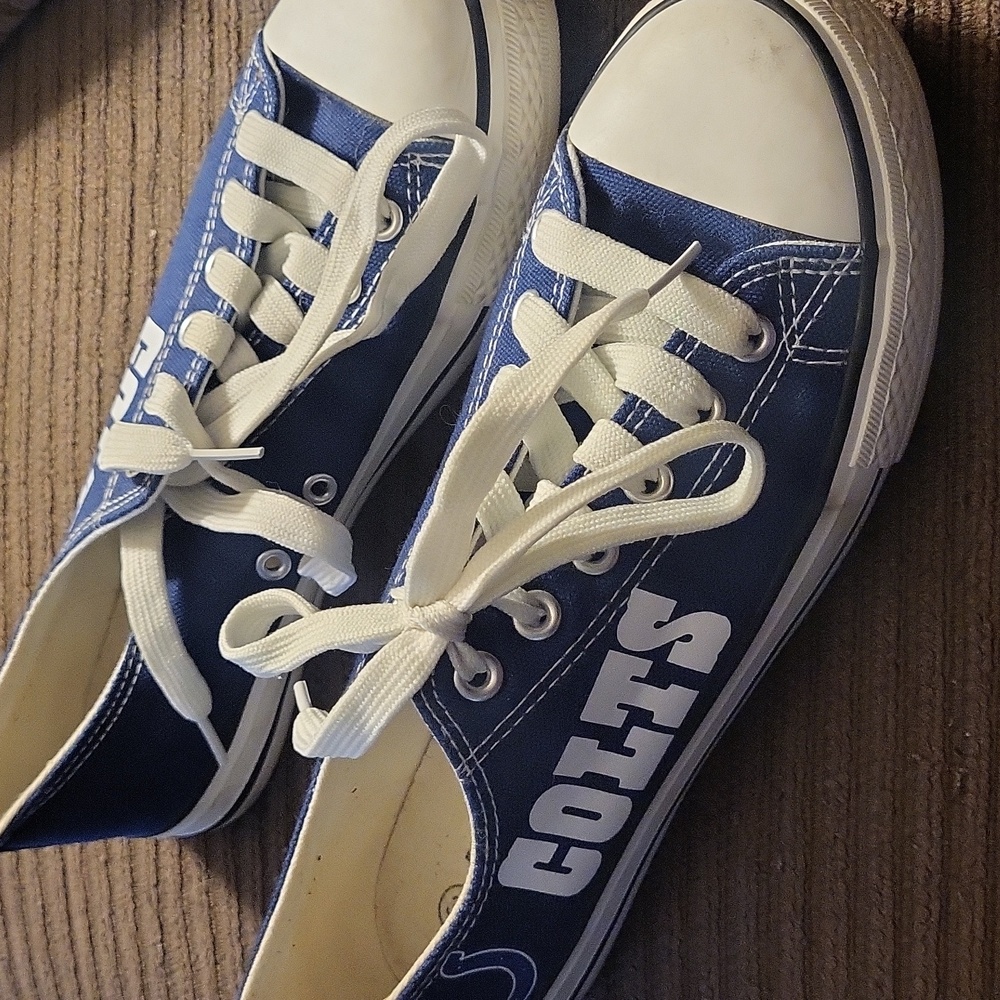 Colts NFL Blue and White Canvas Sneakers....size 38 Or 7.5.....some Wear